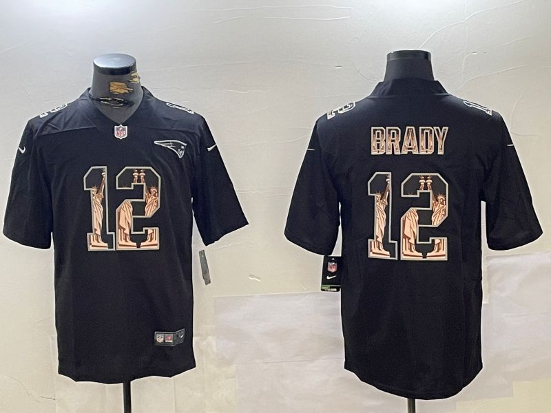 Men New England Patriots #12 Brady Black 2024 Nike Vapor Limited NFL Jersey style 1